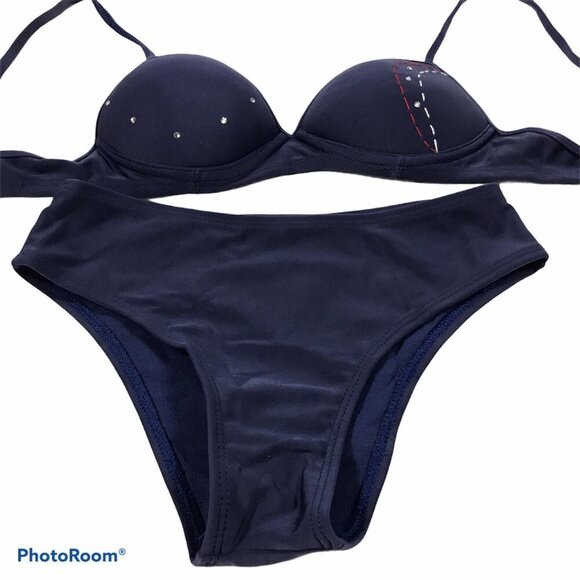 Brazilian Size Small Dark Blue Bikini Set. New With Tags - Picture 1 of 4